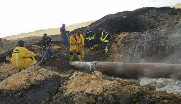 إطفاء الحريق الذي شب في خط نقل النفط الخام لميناء السدرة2